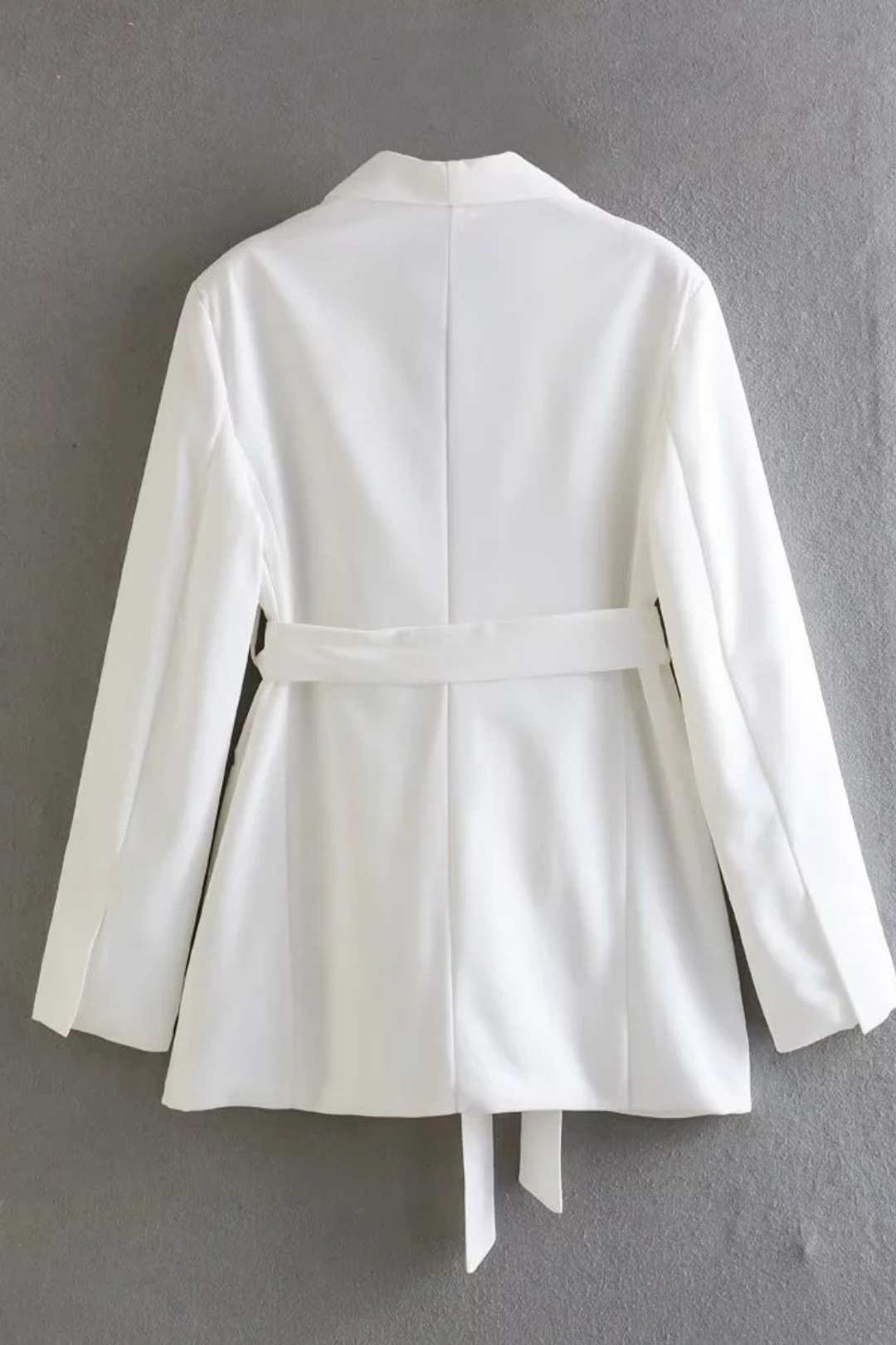 Solid Color Belted Suit Jacket