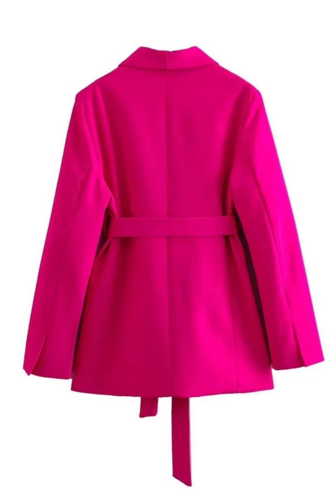 Solid Color Belted Suit Jacket