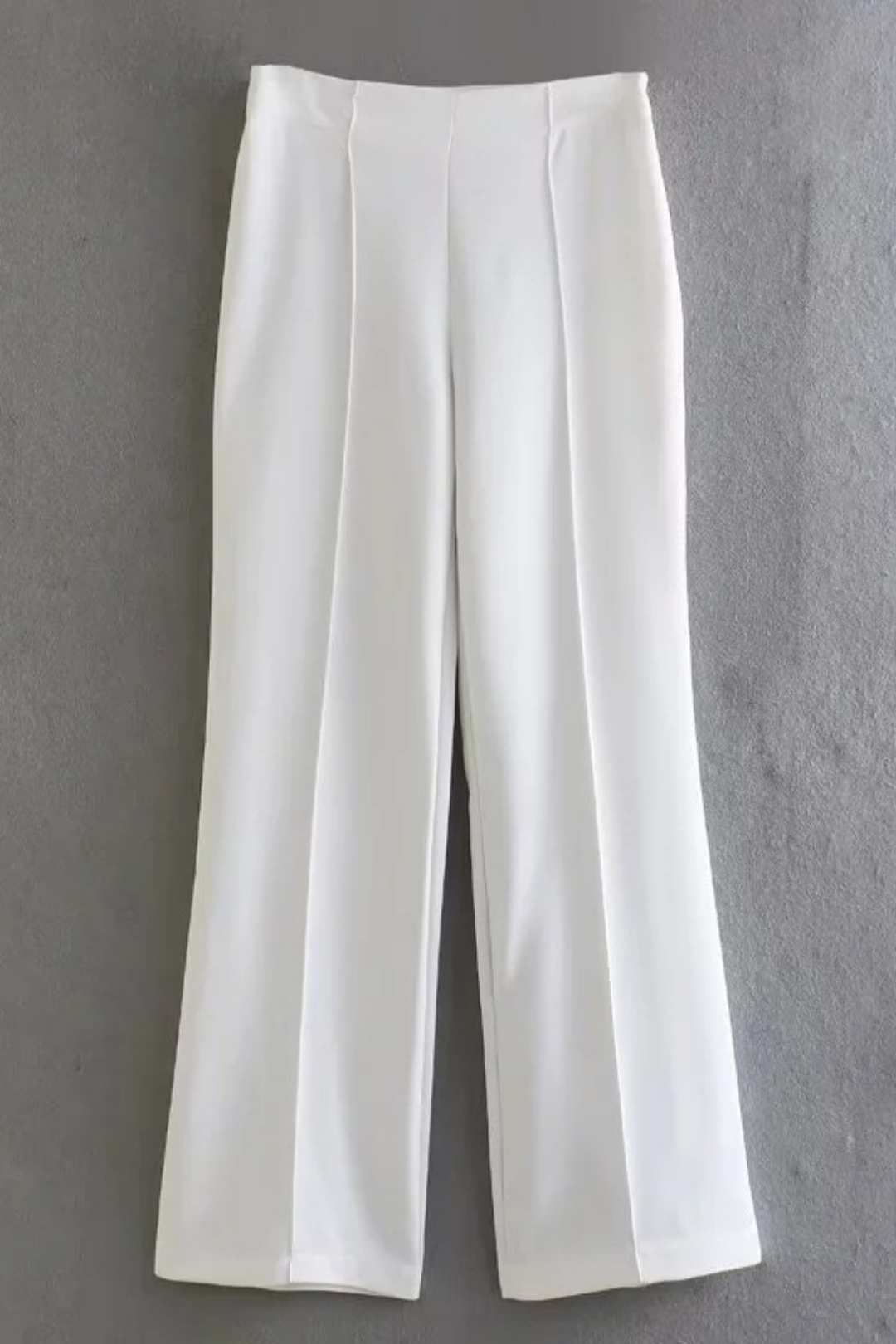 Solid Color High Waist Straight Trousers