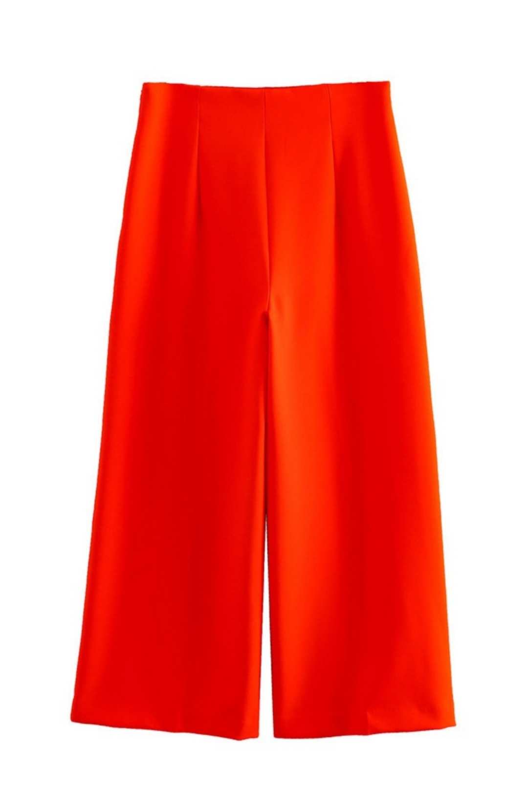 Solid Color High Waist Straight Trousers