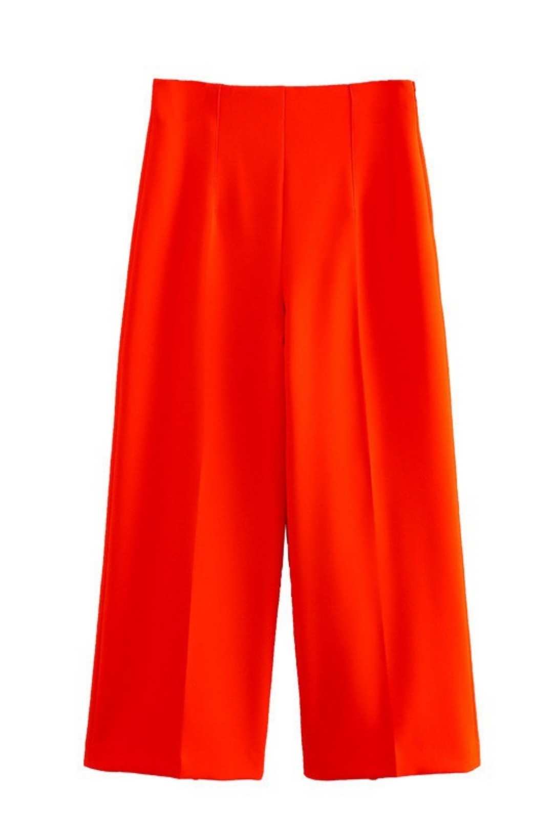Solid Color High Waist Straight Trousers