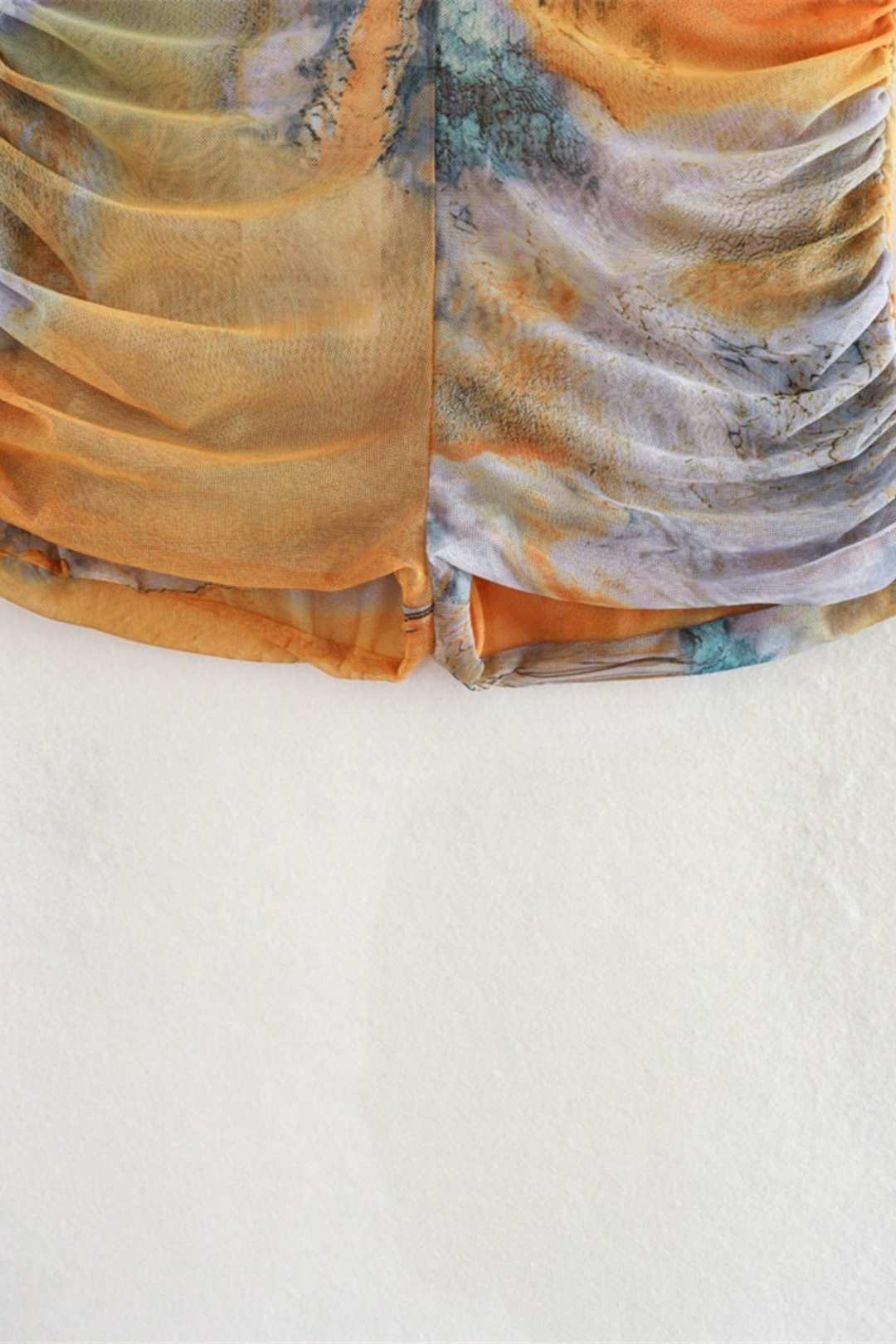 Silk Mesh Asymmetric Jumpsuit Pleated Shorts Suit