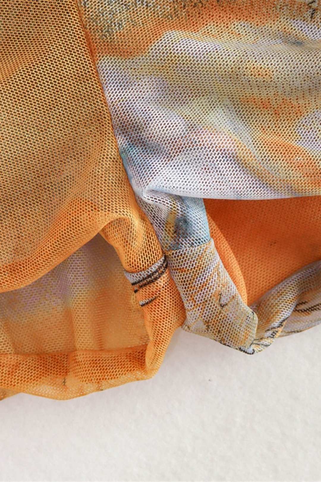 Silk Mesh Asymmetric Jumpsuit Pleated Shorts Suit