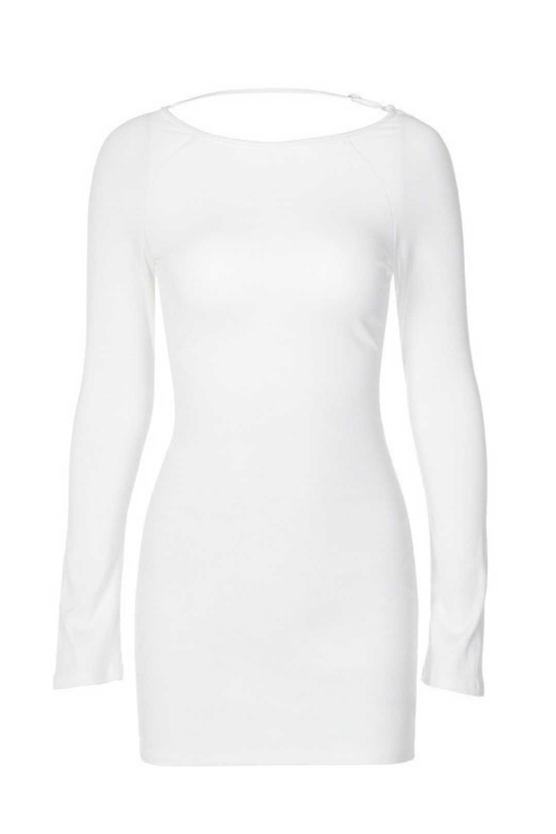 Pure Desire Dress Slim Round Neck Short Skirt Long Sleeves Backless Hot Girl Skirt