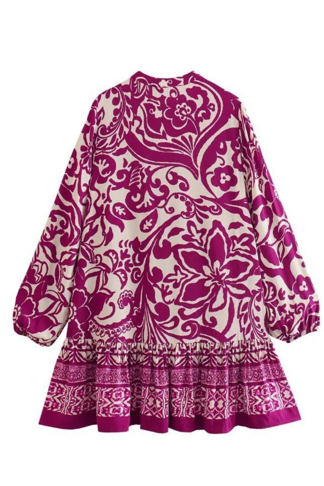 Stand Collar Printed Single Breasted Loose