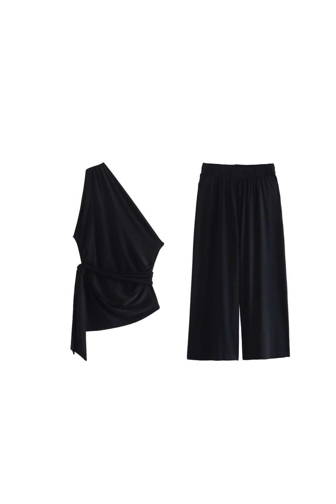 Bow-detailed Asymmetric Top Wide Tube Ankle-length