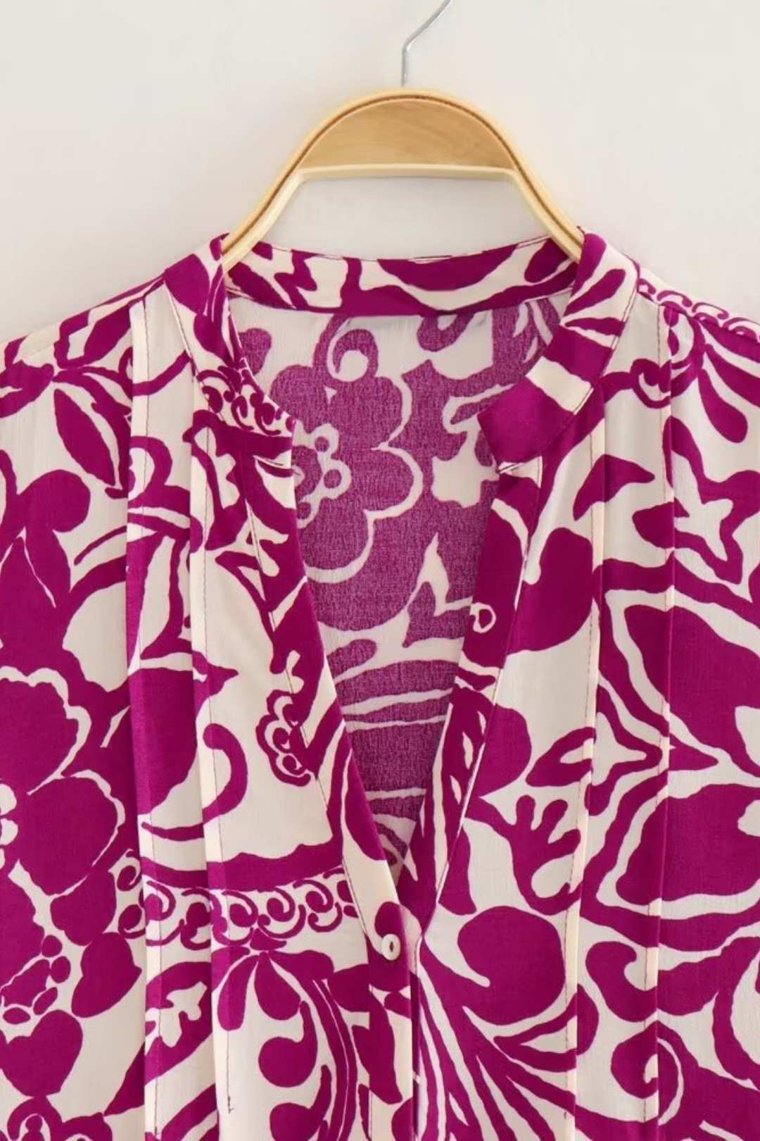 Stand Collar Printed Single Breasted Loose