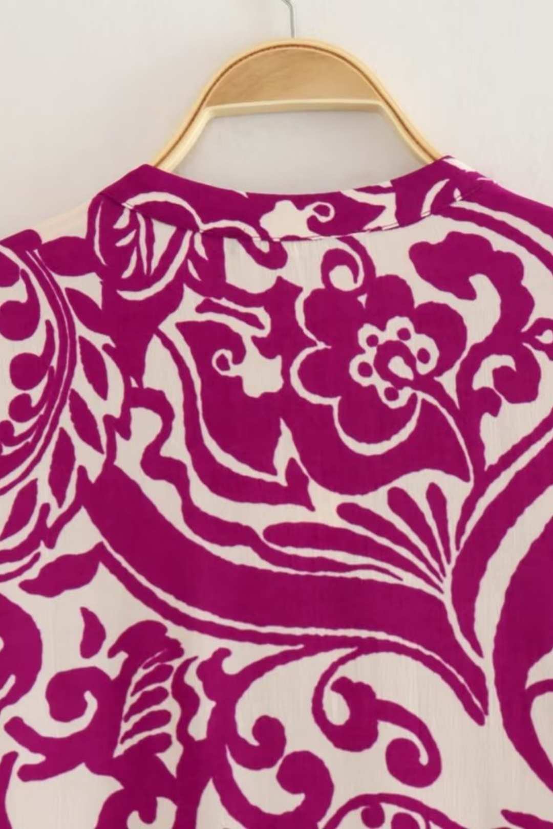 Stand Collar Printed Single Breasted Loose