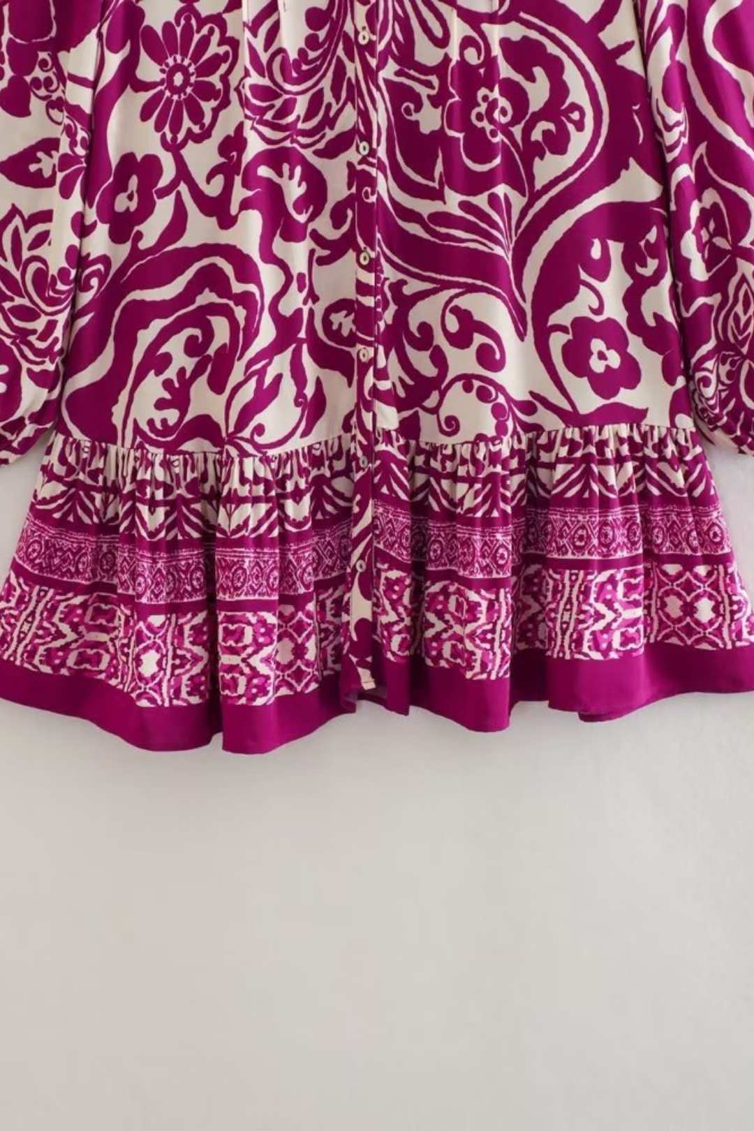 Stand Collar Printed Single Breasted Loose