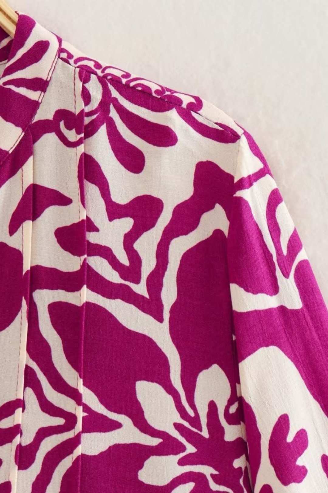 Stand Collar Printed Single Breasted Loose