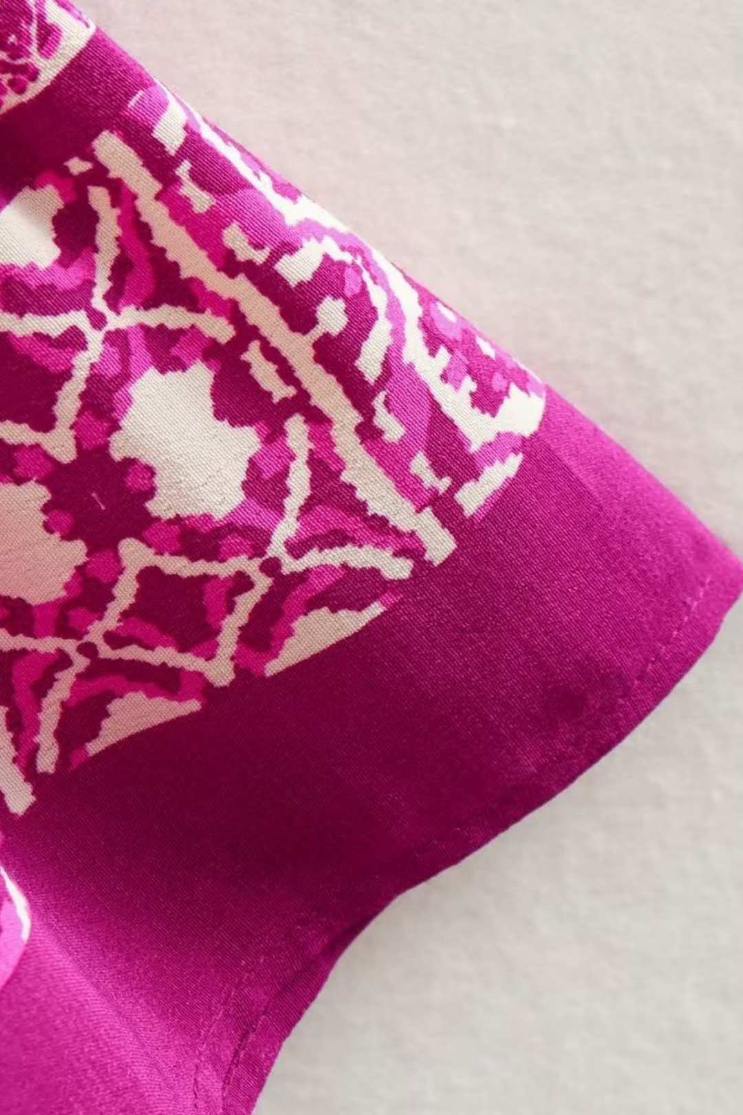 Stand Collar Printed Single Breasted Loose