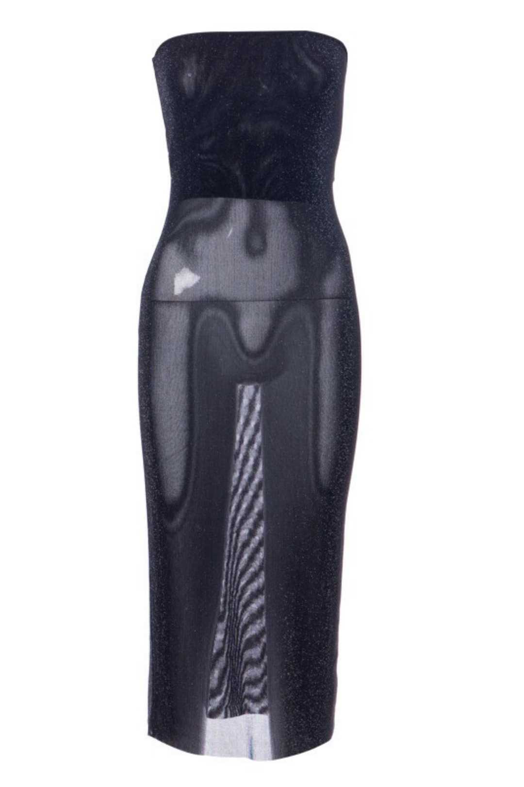 Low-cut Solid Color Mesh Tube Top Dress