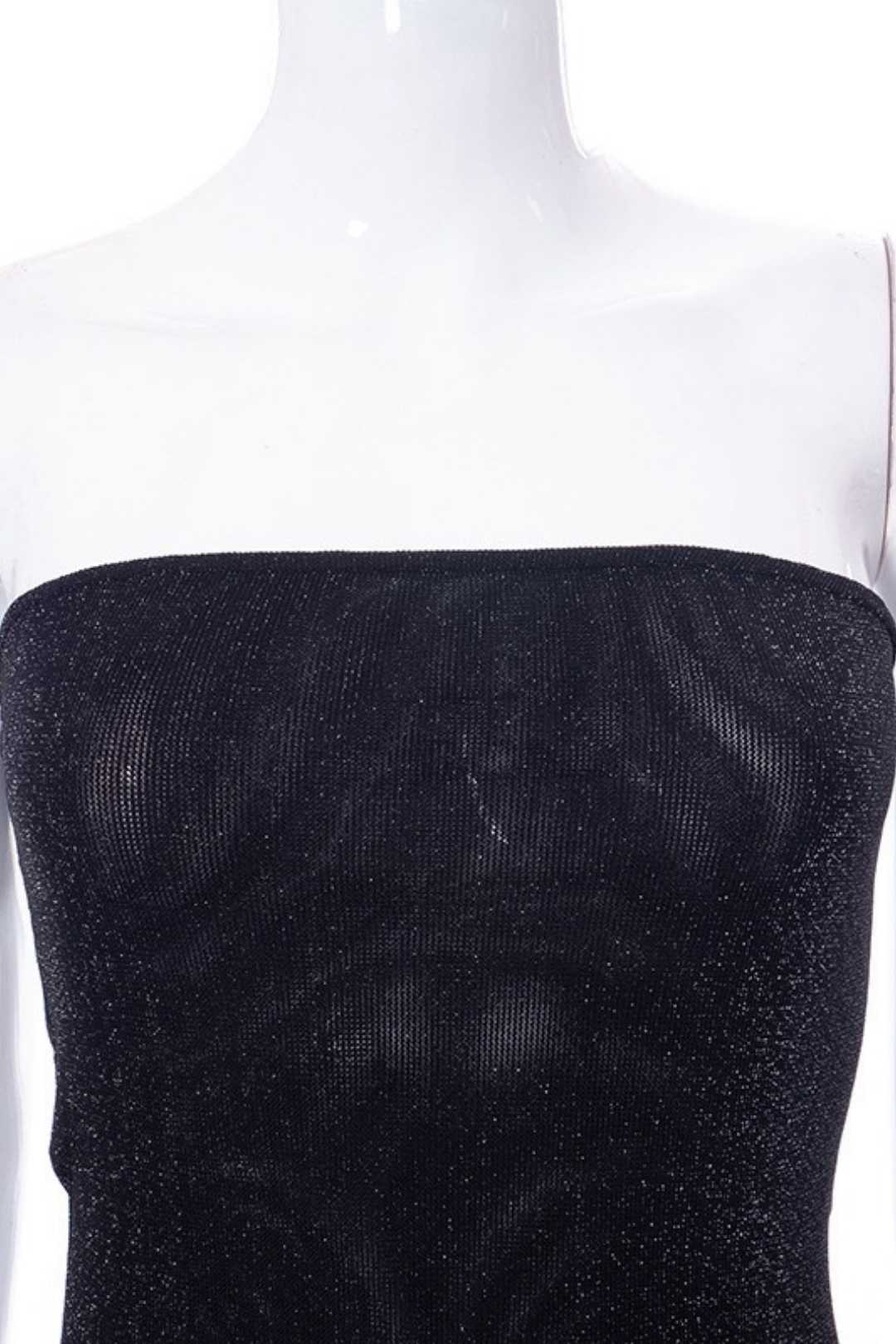 Low-cut Solid Color Mesh Tube Top Dress