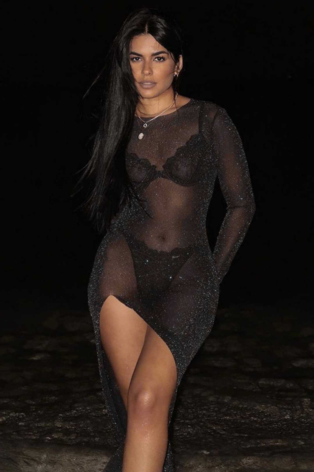 Long-sleeved Mesh Sexy Hot Girl Dress