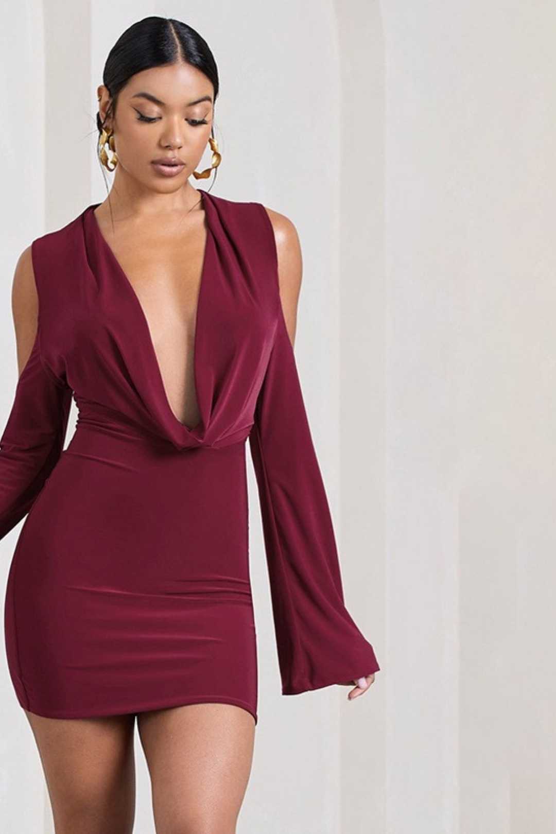 Long-sleeved Off-shoulder Hot Girl Dress