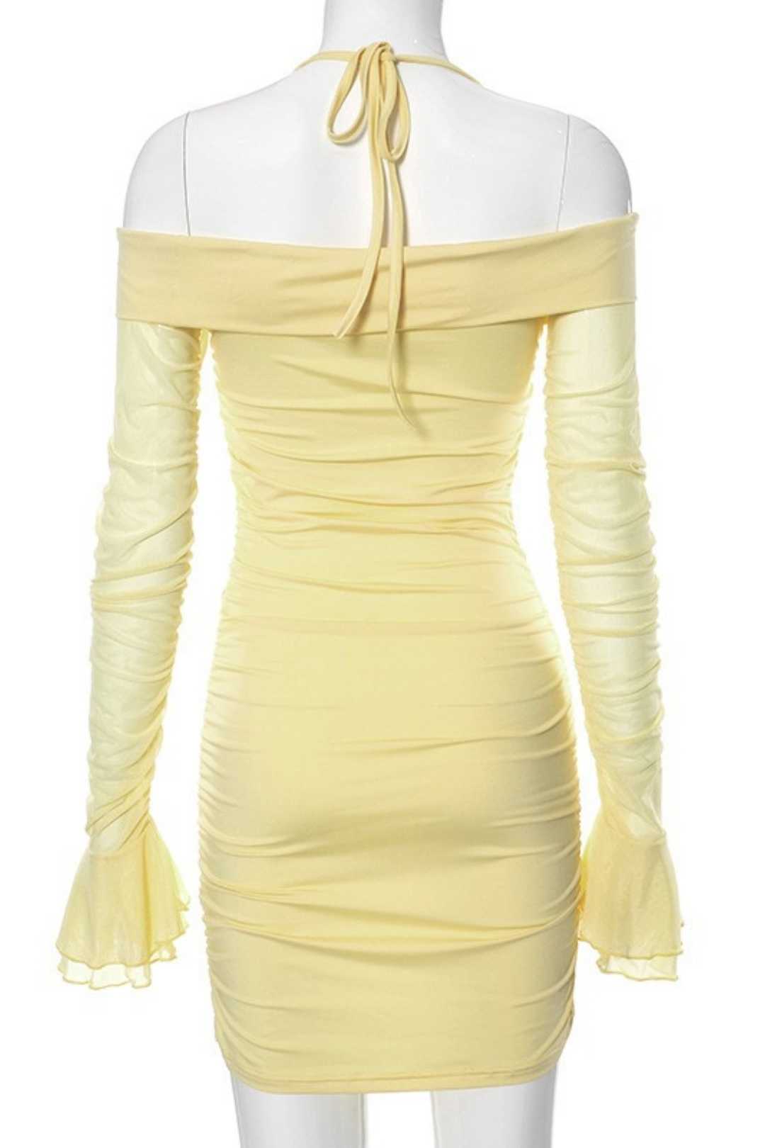 New One-shoulder Bell Sleeve Sexy Dress