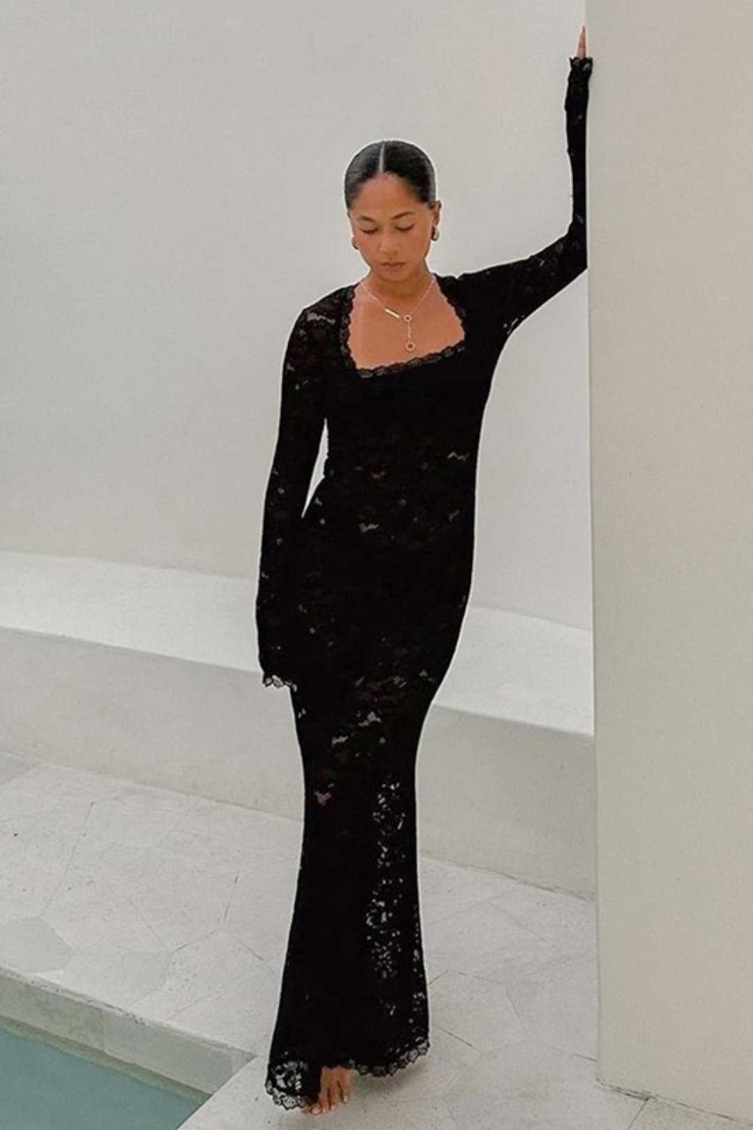 See-through Slim Sexy Lace Dress