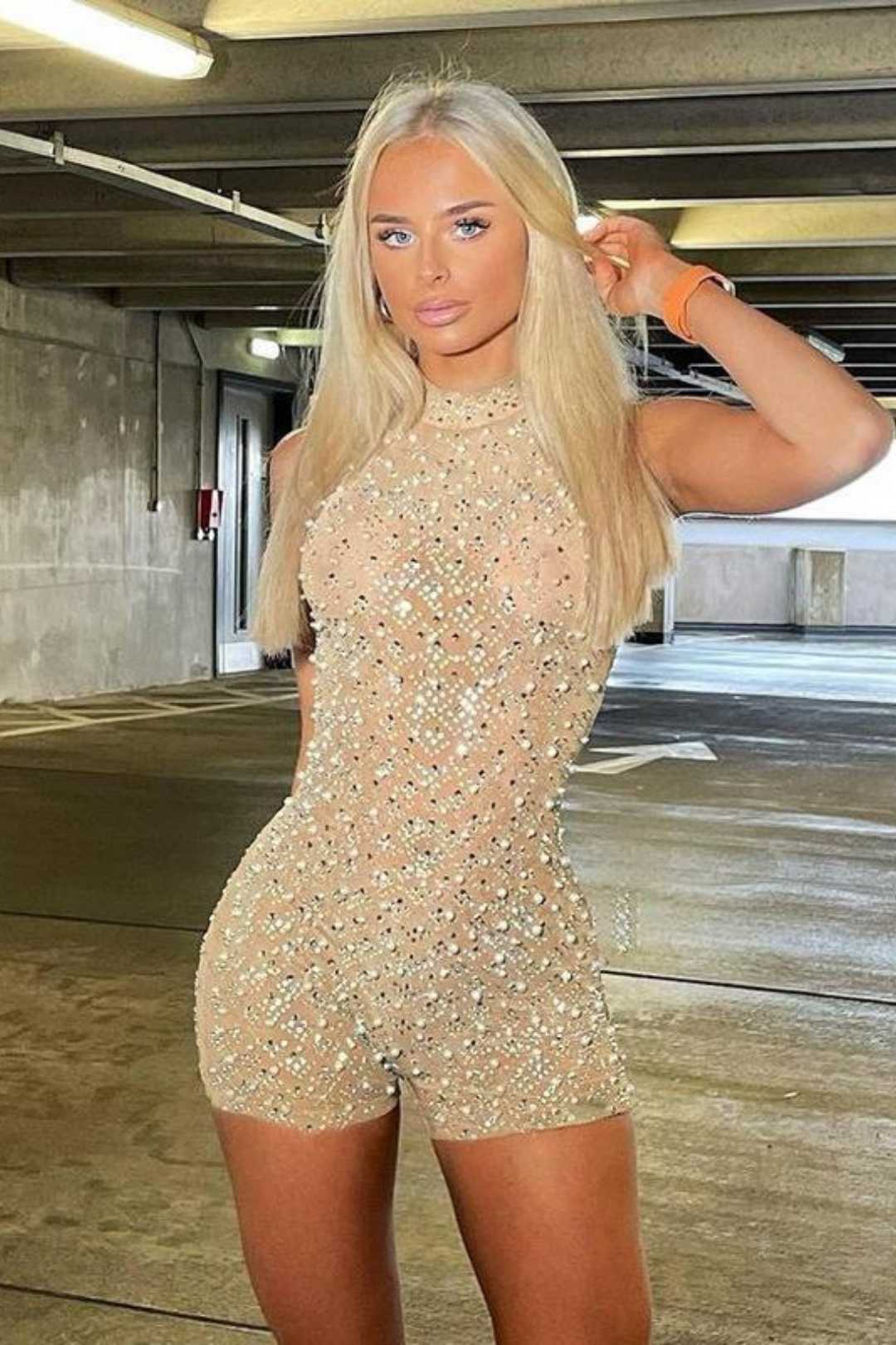 Hot Girls Sexy Slim Vest Beaded Jumpsuit