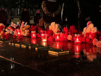 На девятый день трагедии в «Крокус сити холле» партийцы «Единой России» возложили цветы к стихийному мемориалу.