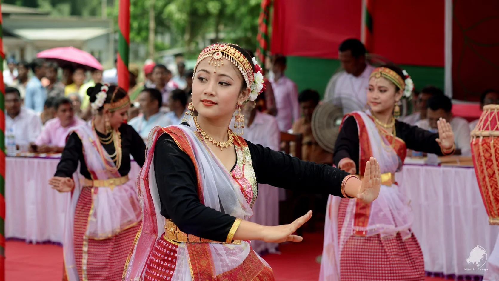 Bangladesh ethnic people festival dress girls dancing