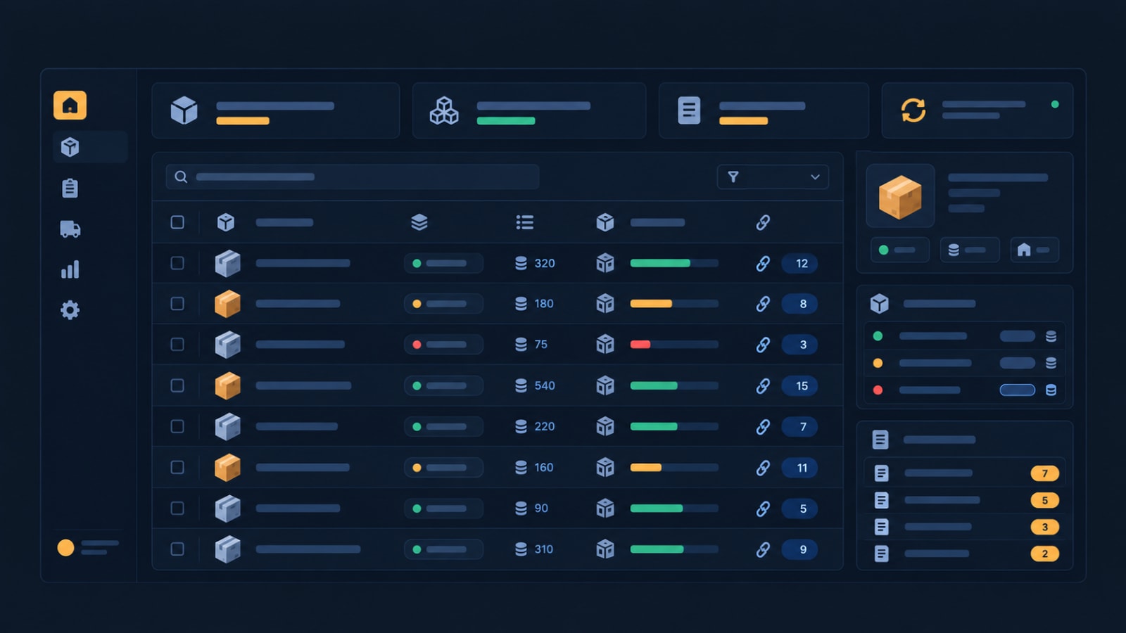 Warehouse inventory dashboard showing real-time stock levels tied directly to billing across shifts and lines