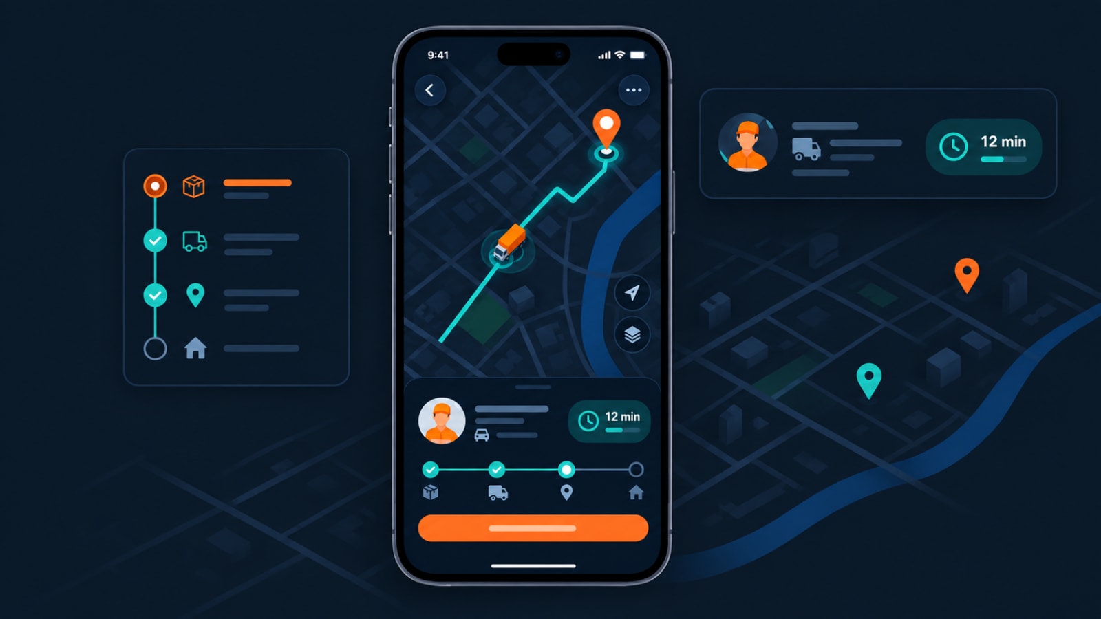 Live map view showing cargo driver assignment and real-time shipment tracking