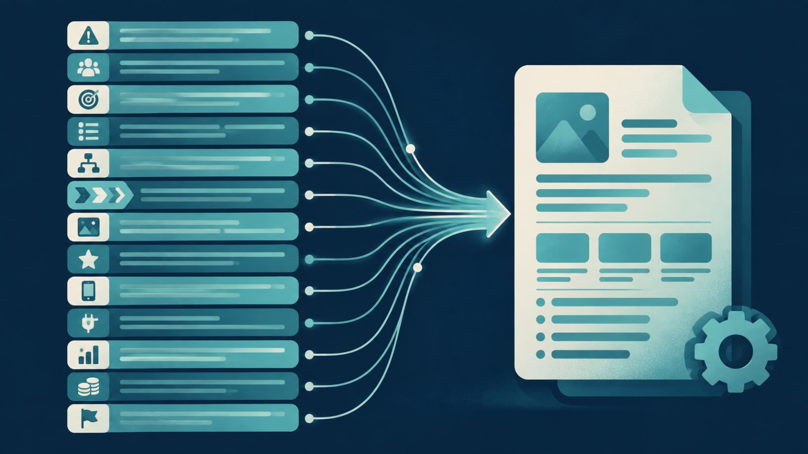 Software brief outline flowing into a detailed product requirements document