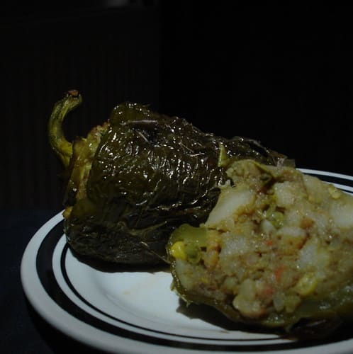 Spicy Bharwan Kundru: Stuffed Amaranth Leaves with Tangy Amchur, Paired with Roti & Rice