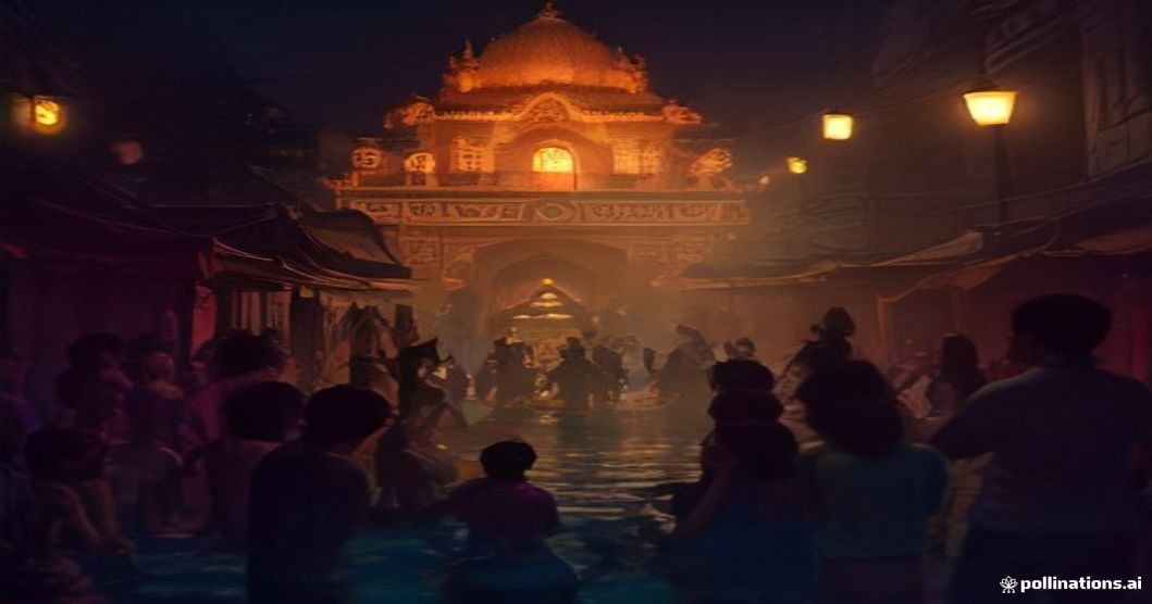 crowd watching underwater Ganpati pandal