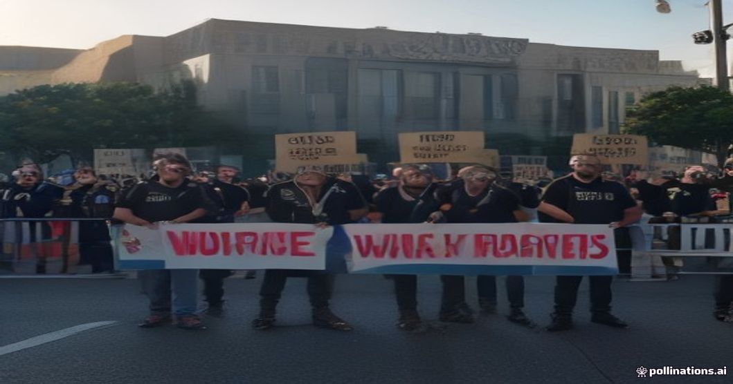 union protest outside Warner Bros. studio
