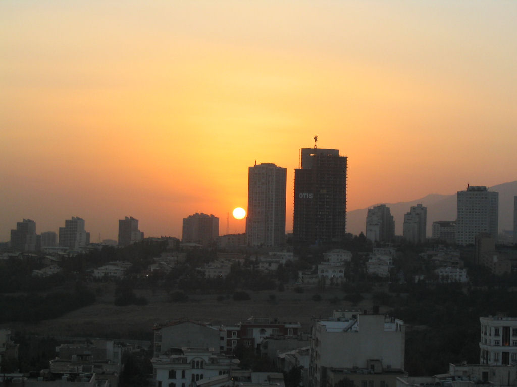 Tehran skyline at sunset