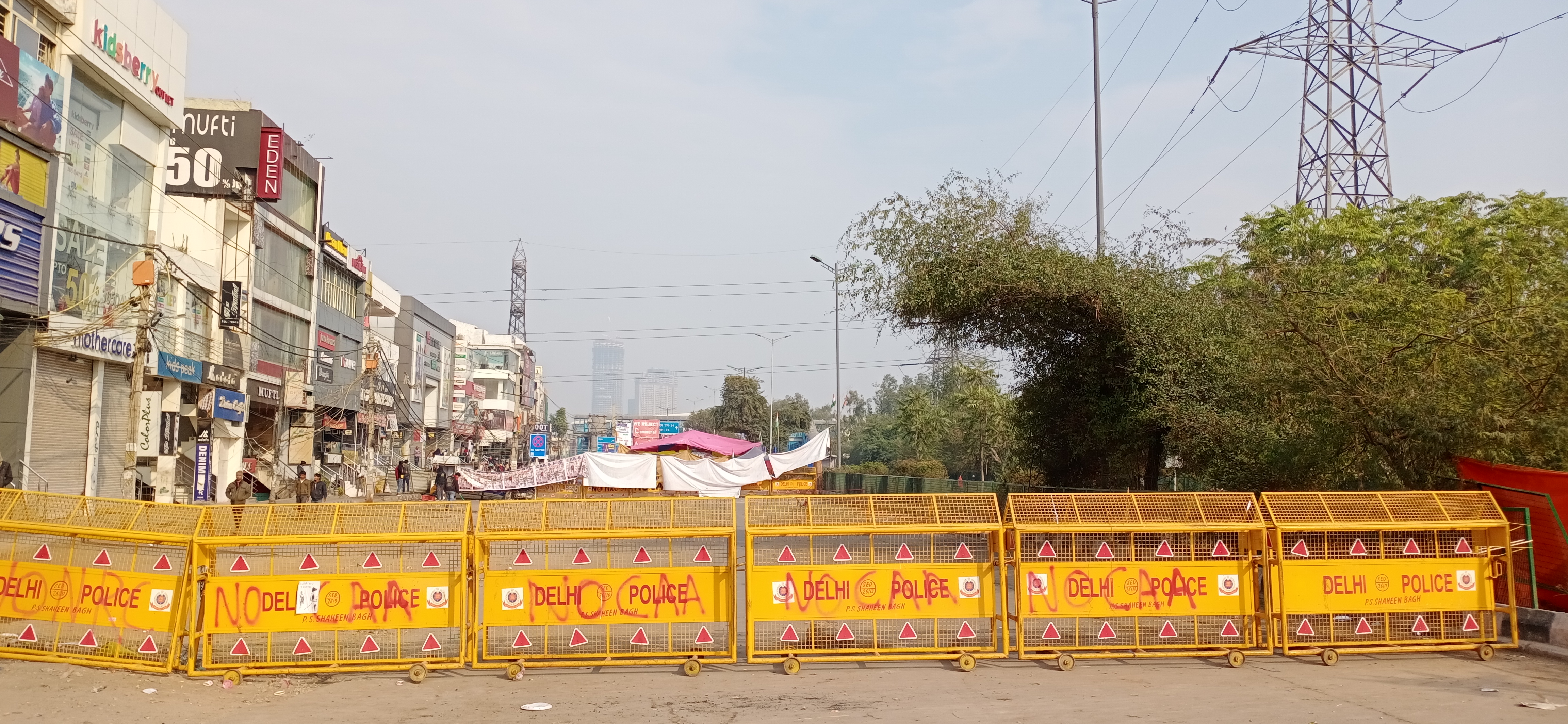 Delhi street protest crowd