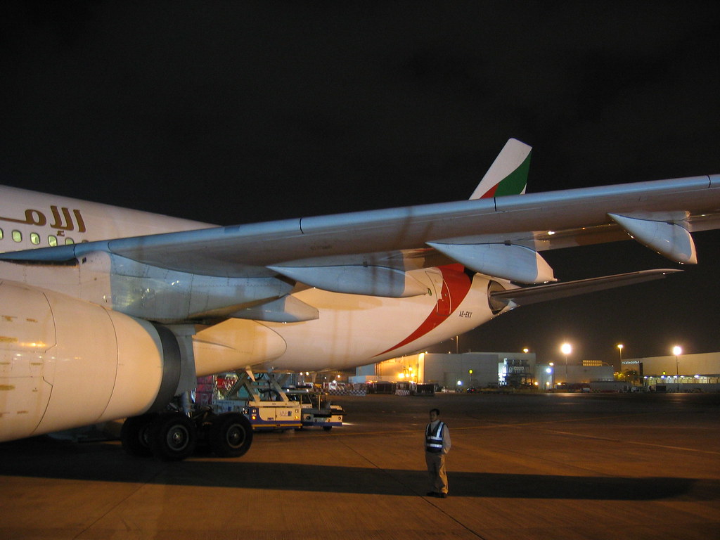 Dubai airport runway night
