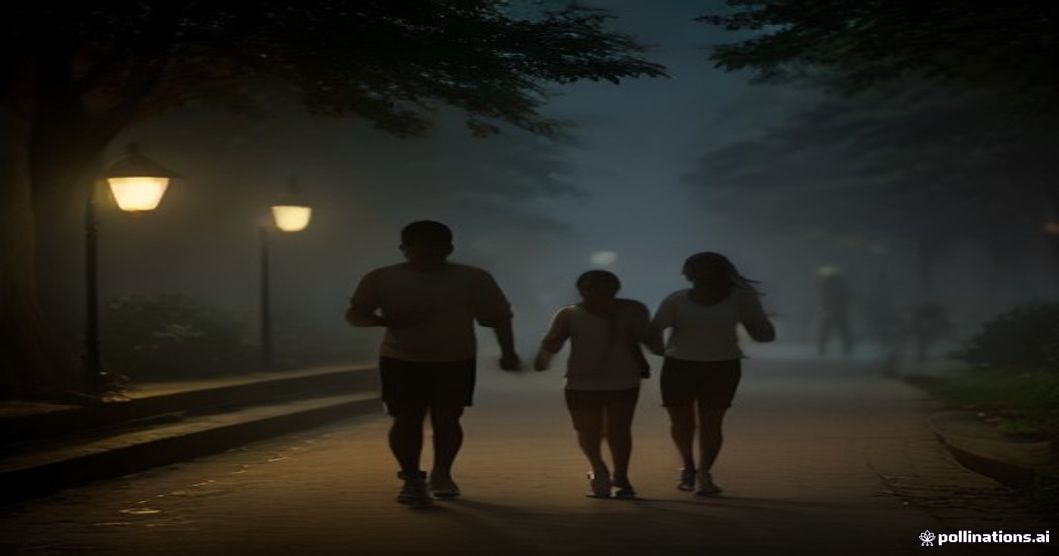 Delhi park visitors at dusk