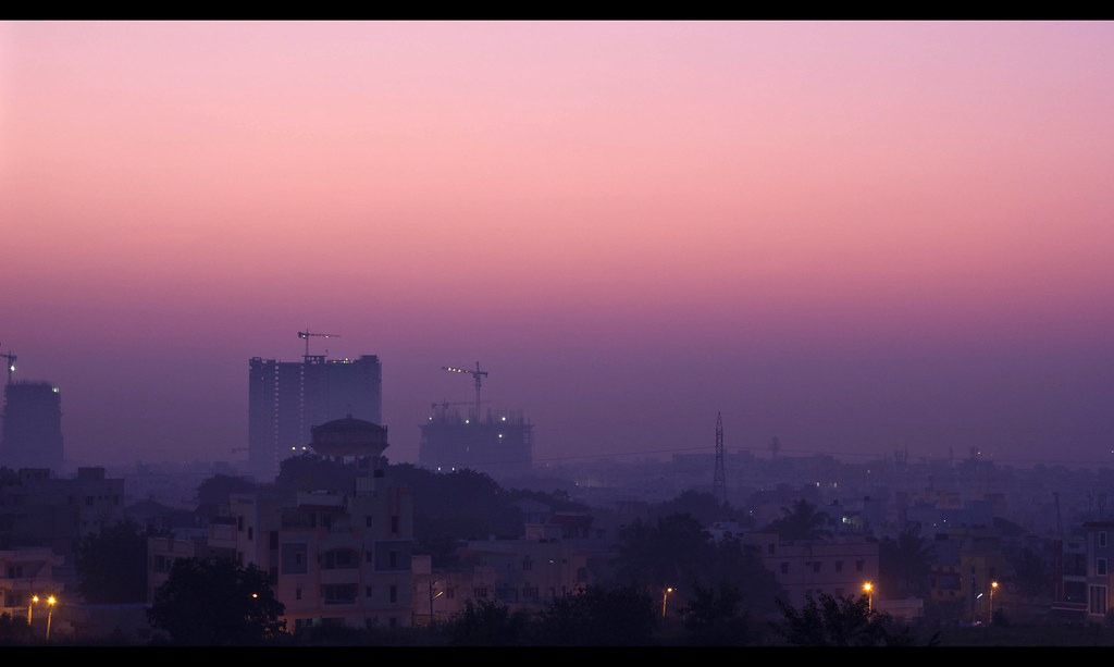 Hyderabad cityscape at dusk