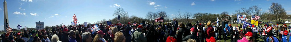 Trump addressing supporters at rally