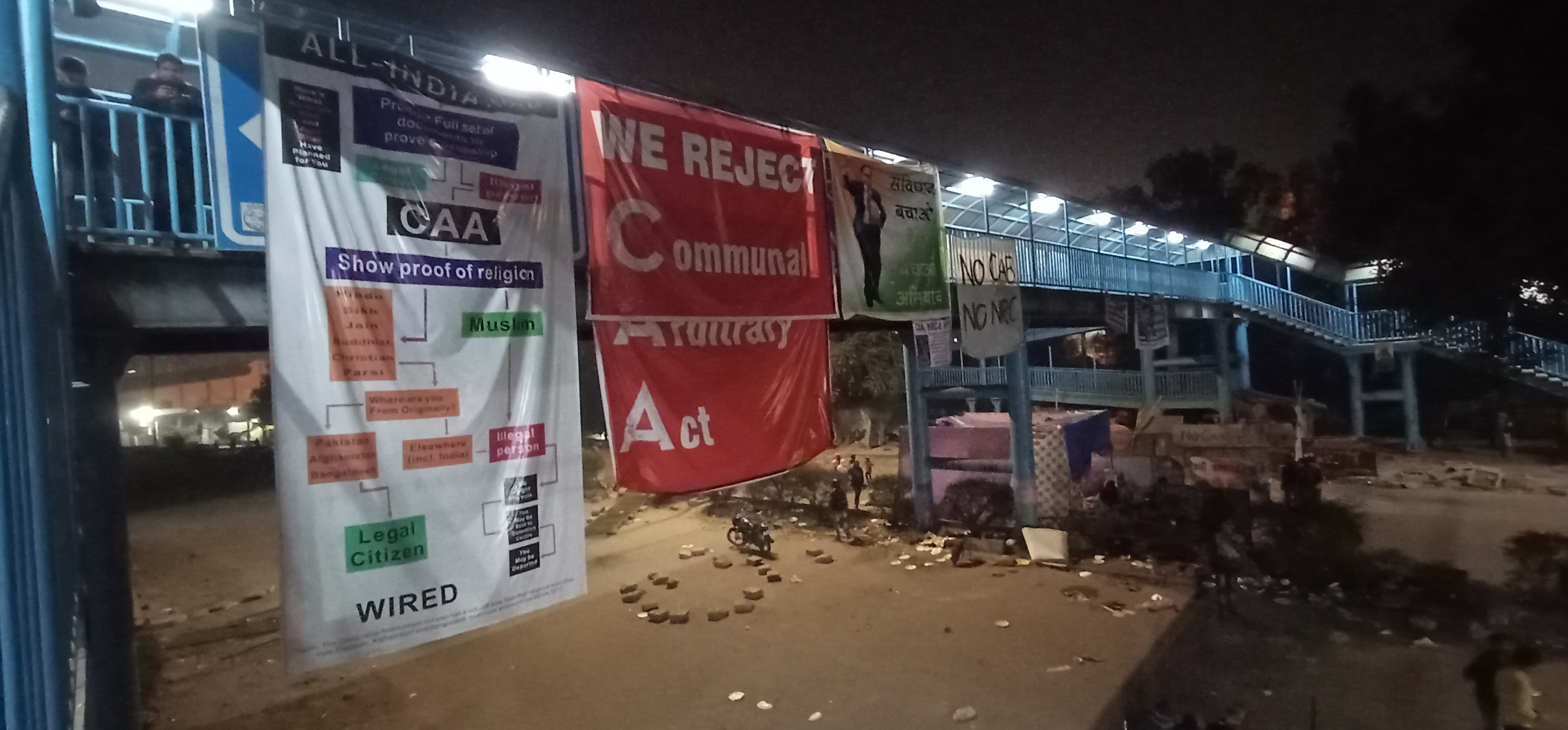 Delhi street protest banners