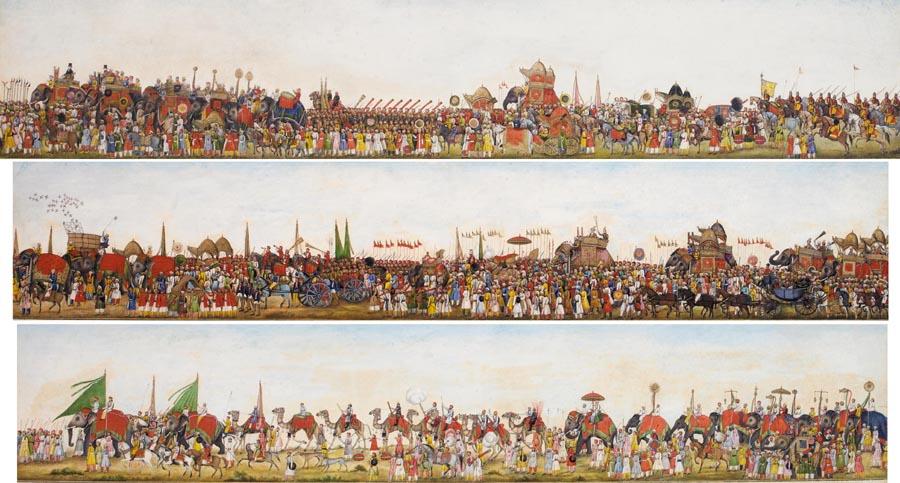 Delhi residents with umbrellas