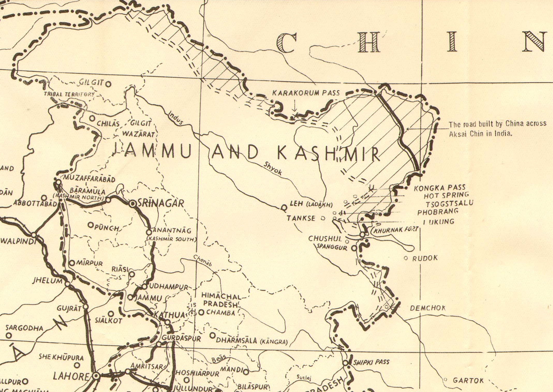 Kashmir dispute 1950s political map