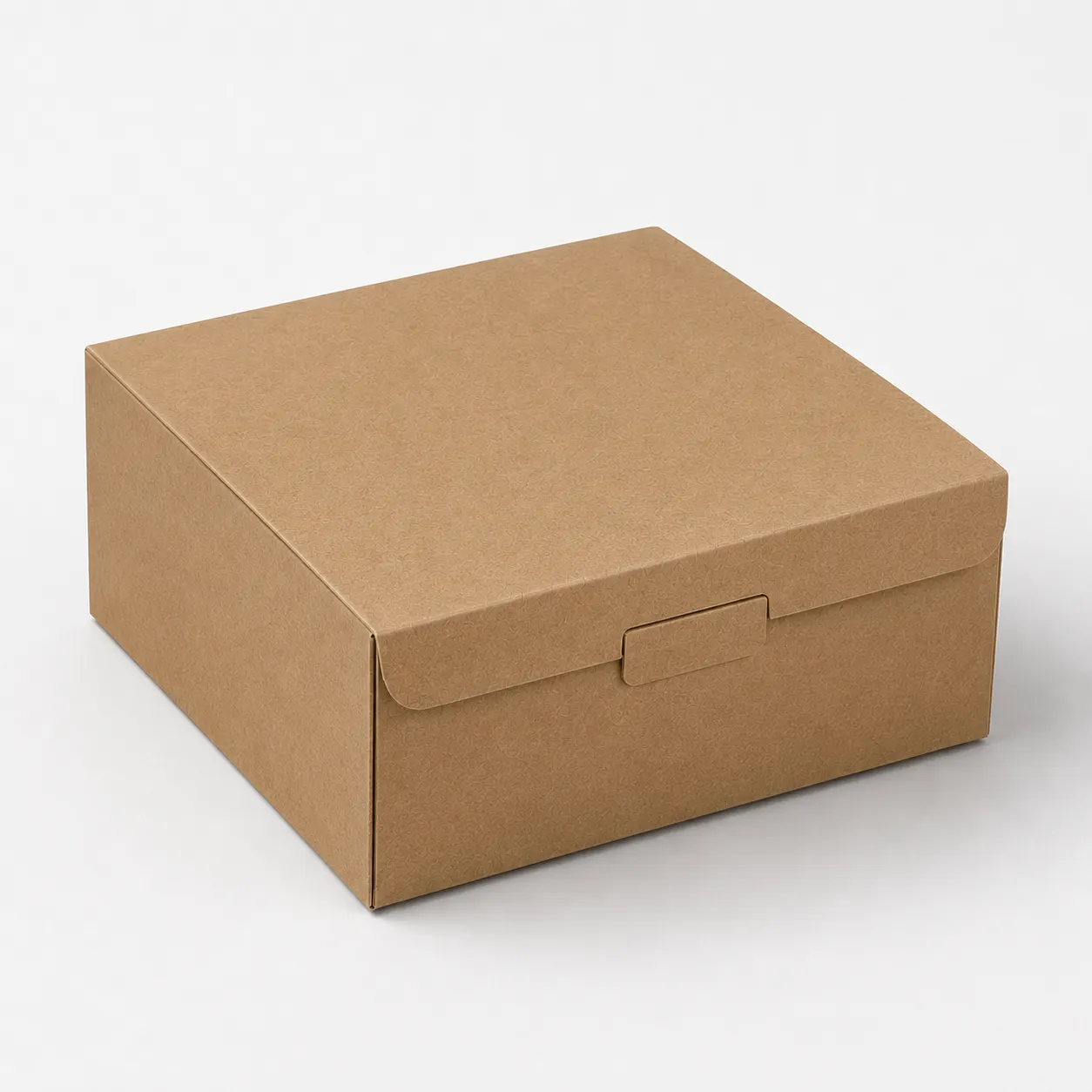 Close-up view of brown kraft cake box for bakery and dessert delivery