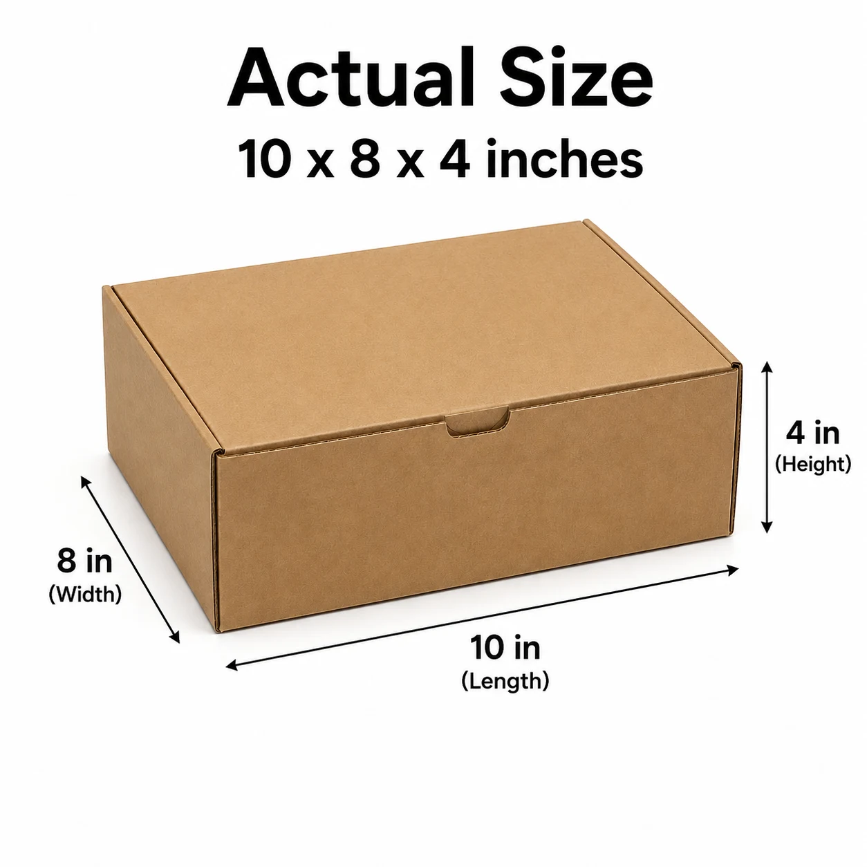 10x8x4 inch brown corrugated courier box with actual size dimensions by Boxwaale.in