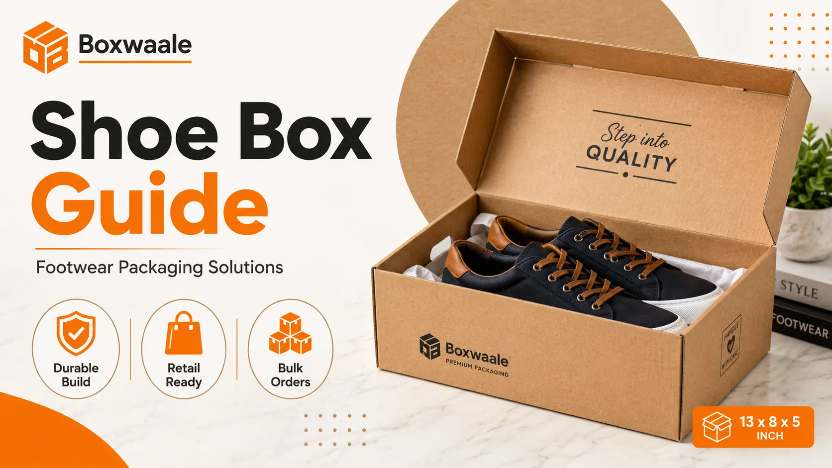 13x8x5 Inch Brown Corrugated Shoe Box by Boxwaale