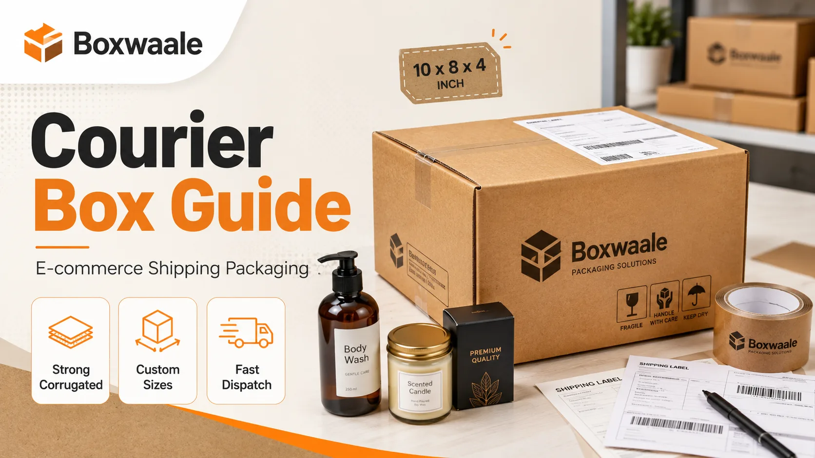 10x8x4 Inch Brown Corrugated Courier Box by Boxwaale