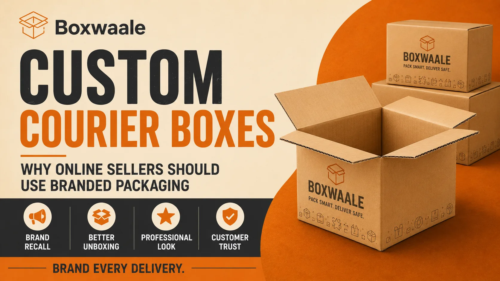 Custom courier boxes with logo for online sellers by Boxwaale