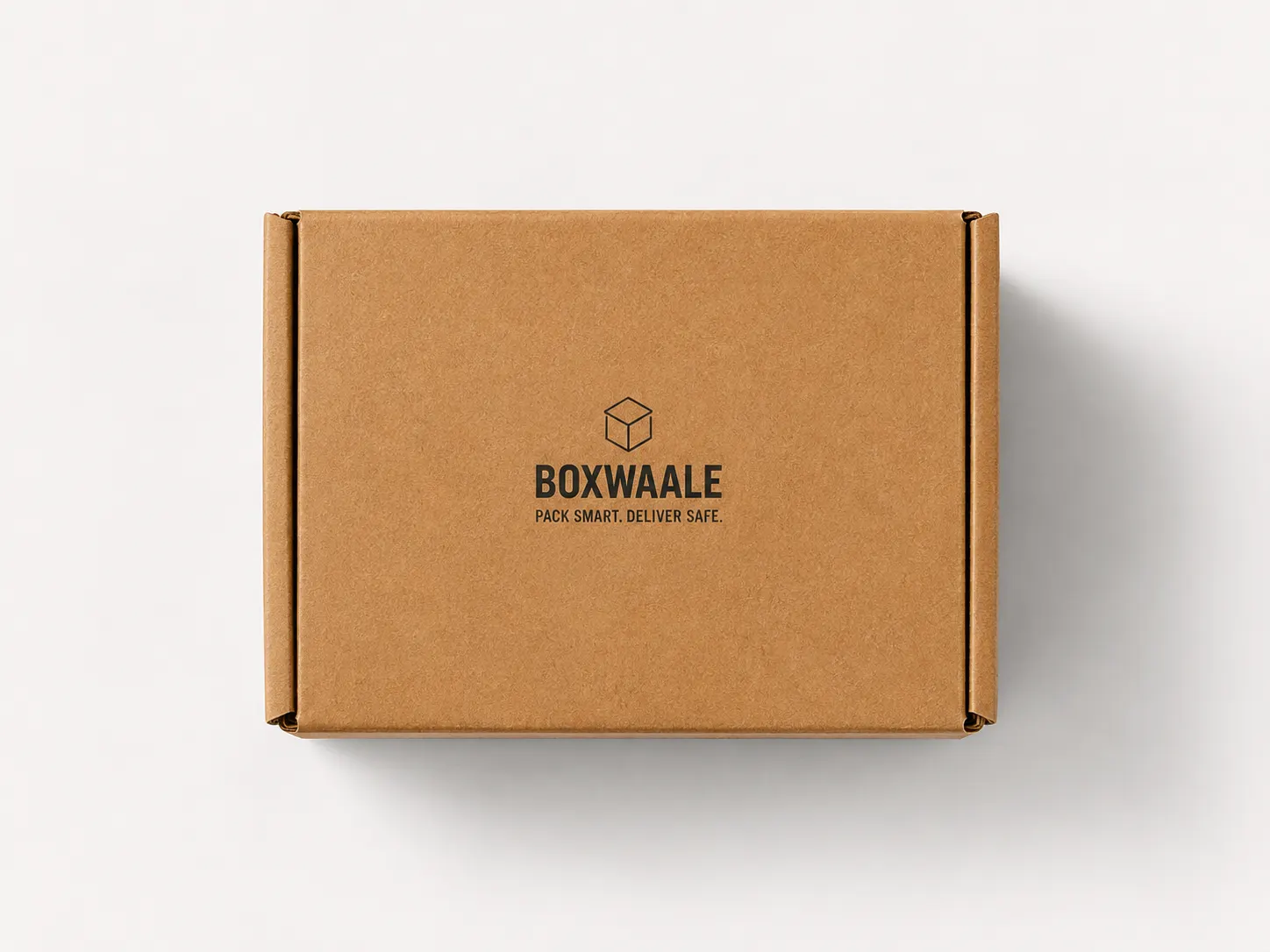 Close-up view of 6x4x3 inch brown small courier box