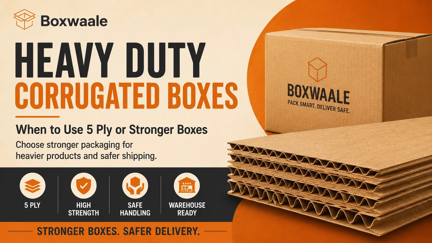 Heavy Duty Corrugated Boxes: When Should You Use 5 Ply or Stronger Boxes? by Boxwaale