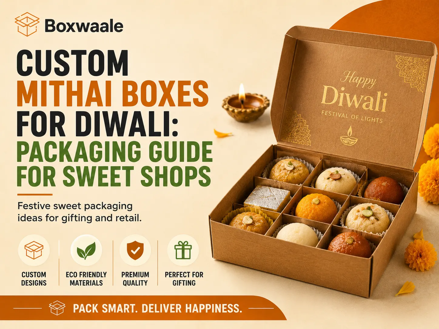 Custom Mithai Boxes for Diwali: Packaging Guide for Sweet Shops by Boxwaale