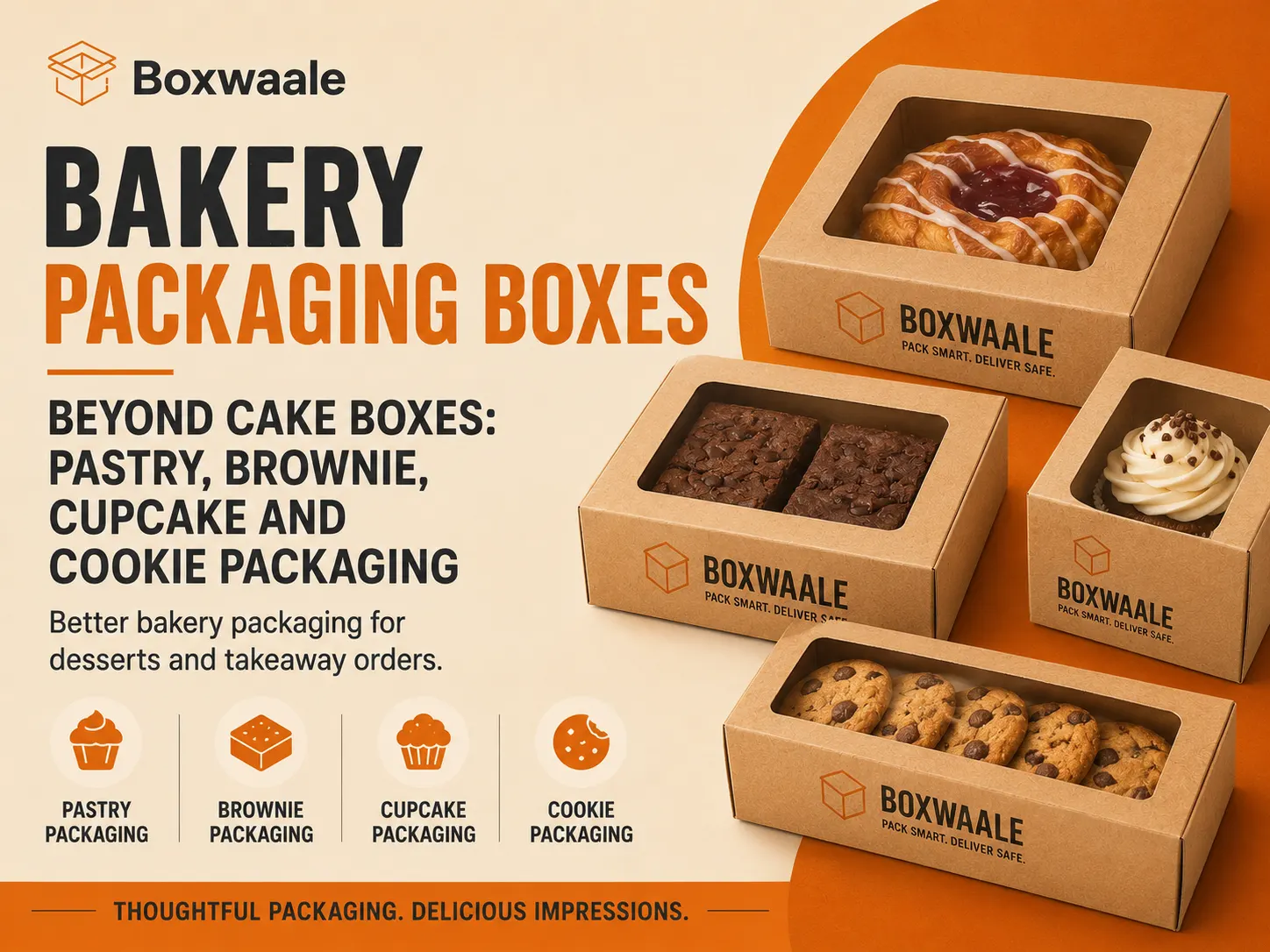 Bakery Packaging Boxes Beyond Cake Boxes: Pastry, Brownie, Cupcake and Cookie Packaging by Boxwaale
