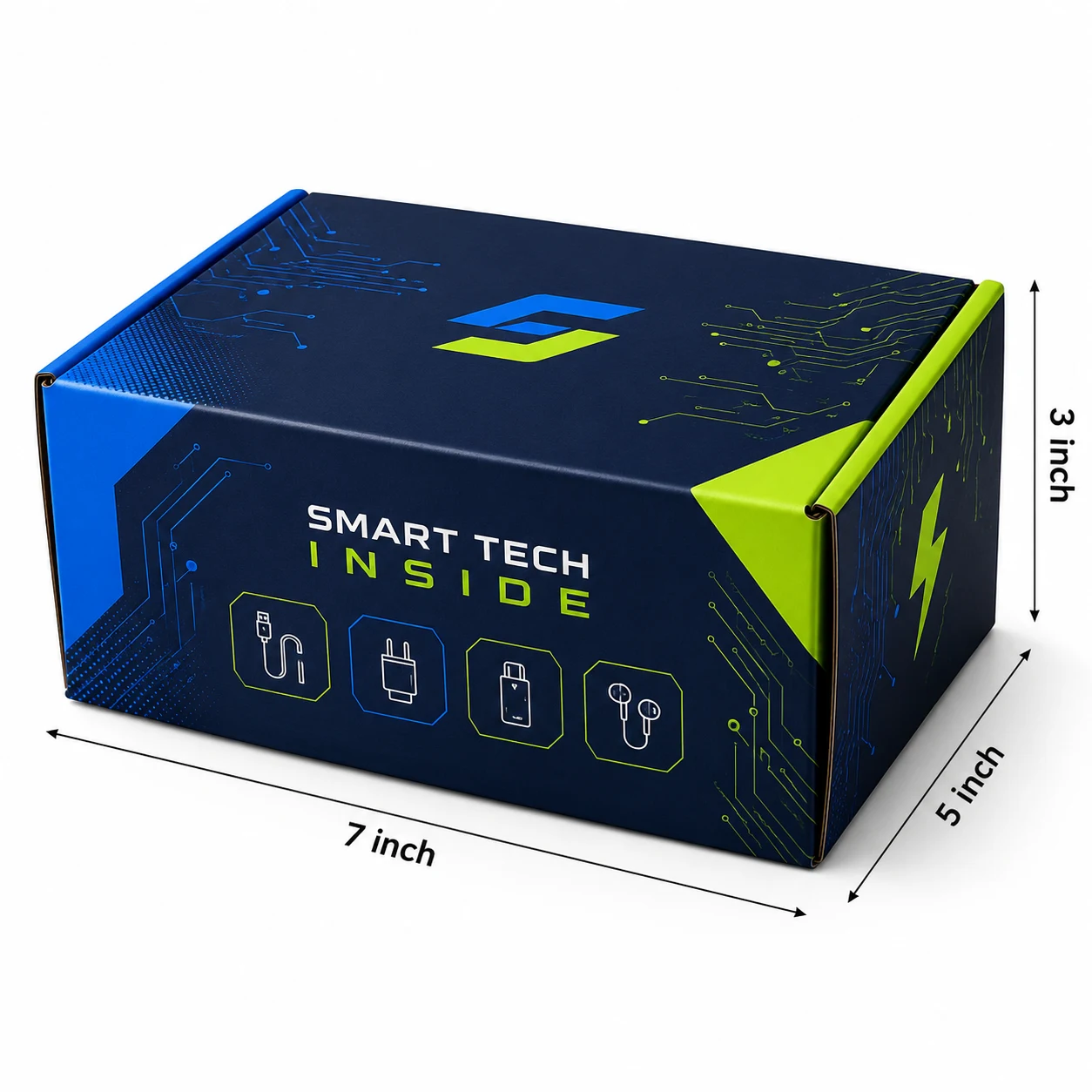 7x5x3 inch printed electronics accessory box with 7x5x3 inch dimensions by Boxwaale