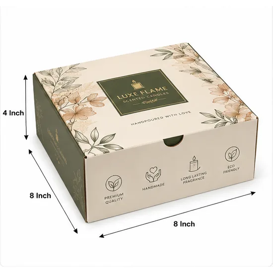 8x8x4 inch printed scented candle gift box with 8x8x4 inch dimensions by Boxwaale